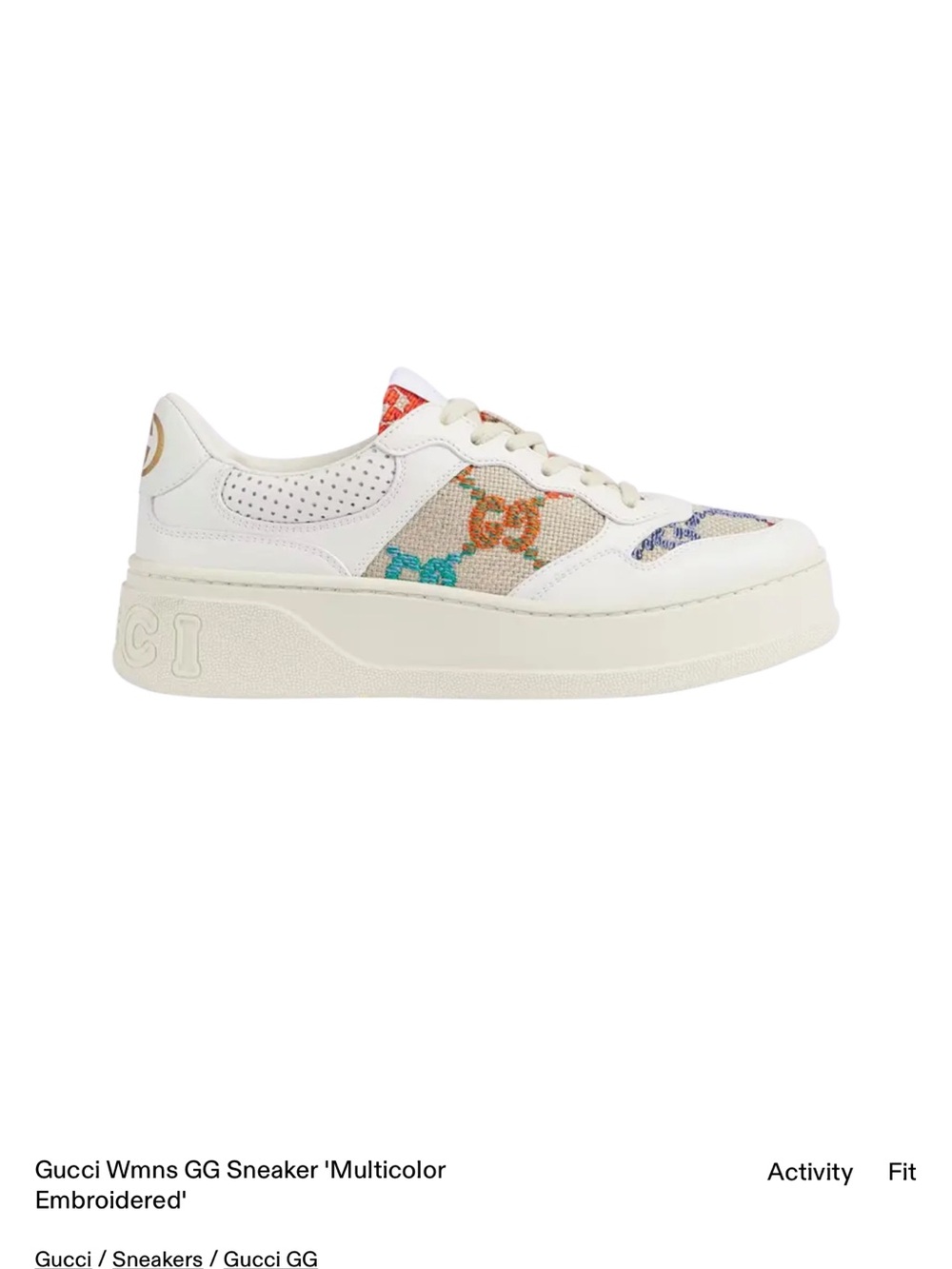 Gucci White Sneakers with Gold GG Embroidery size 5.5 new